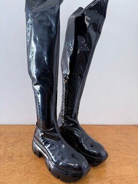 Giuseppe Zanotti Apocalypse Stretch Patent Over-the-Knee Boots Black Size 41